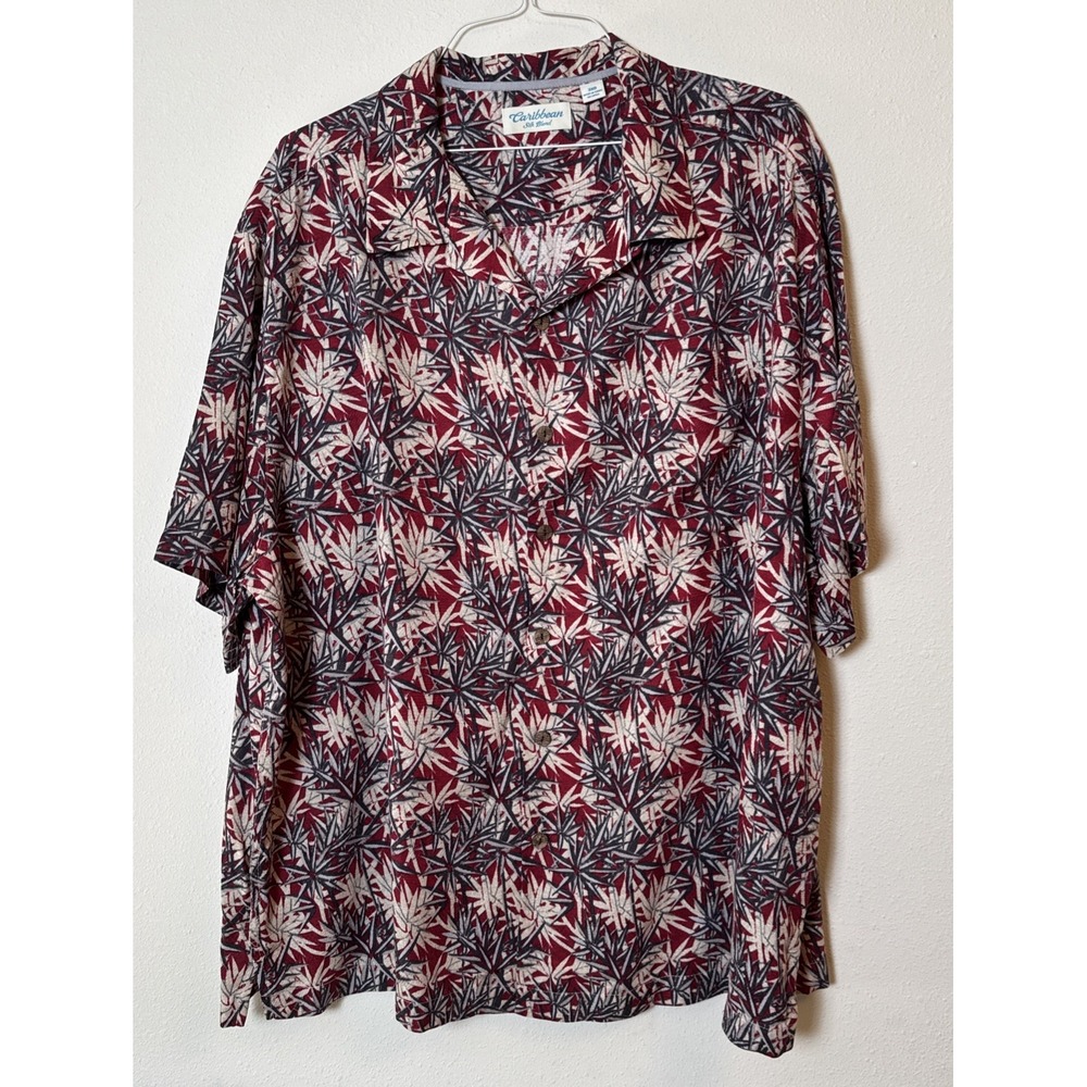 Carribbean Silk Blend Bamboo Print Men's 3xb Shirt Vintage Island Hawaii
